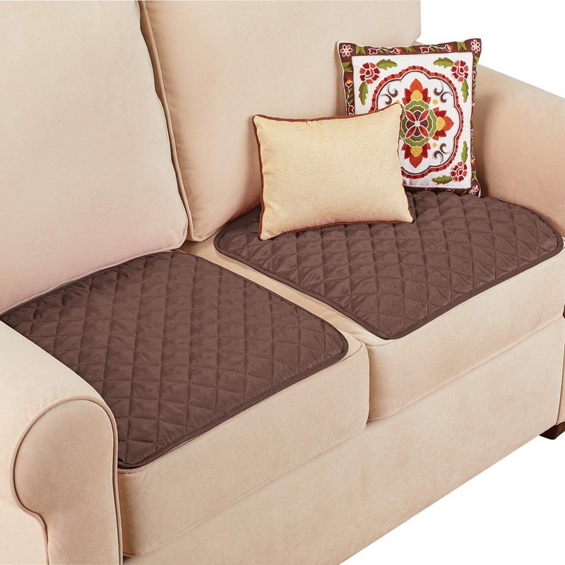 Collections Etc Quilted Waterproof Seat Protector - Set of 2 - Machine Washable, Use for Indoor or Outdoor Seating, Chocolate - Image 1
